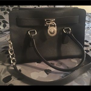 Michael Kors Black Saffiano Hamilton Satchel